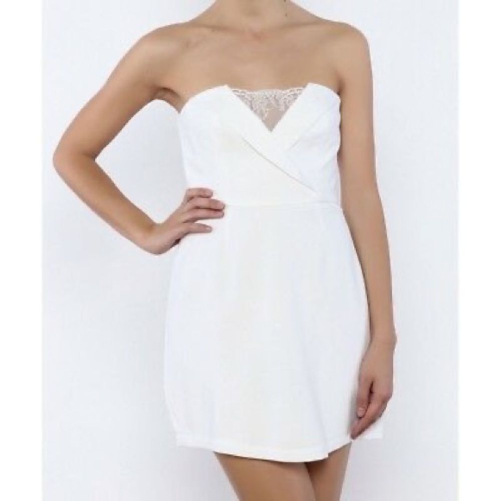 BCBGMAXAZRIA strapless lace trim dress madeline